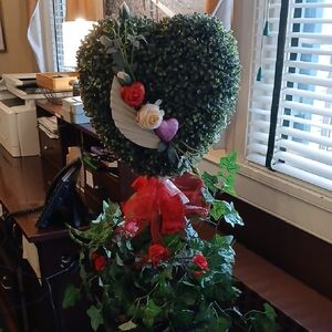 Home Made Shaped Topiary with Red and Pink Accents
